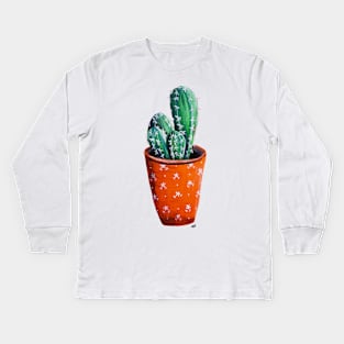 Cute Potted Cactus Print Kids Long Sleeve T-Shirt